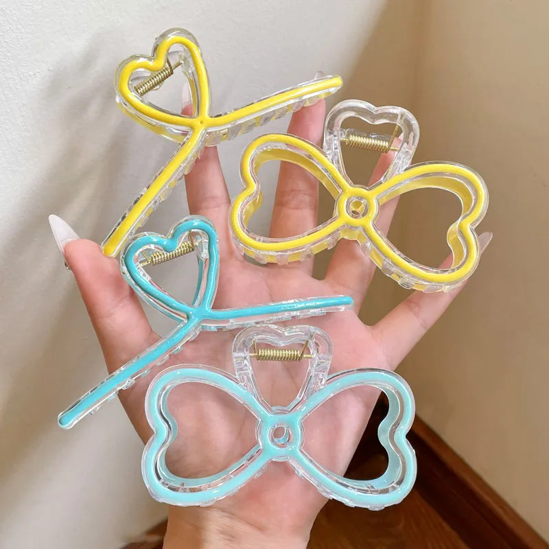 Fashion New Oil drip bow Hair Clips Women Ponytail Clip Jelly Clear Hairclip Girl Hairpin Crab Barrette Headwear Accessories