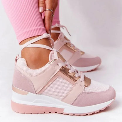 Sneakers Women 2024 Lace-Up Wedge Sport Shoes for Women Casual Platform Ladies Sneaker Tennis