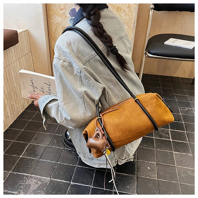 Stylish Design Exquisite Faux Suede Square Shoulder Bags Solid Zipper Personality 2025 Autumn & Winter New Armpit Bags for Women