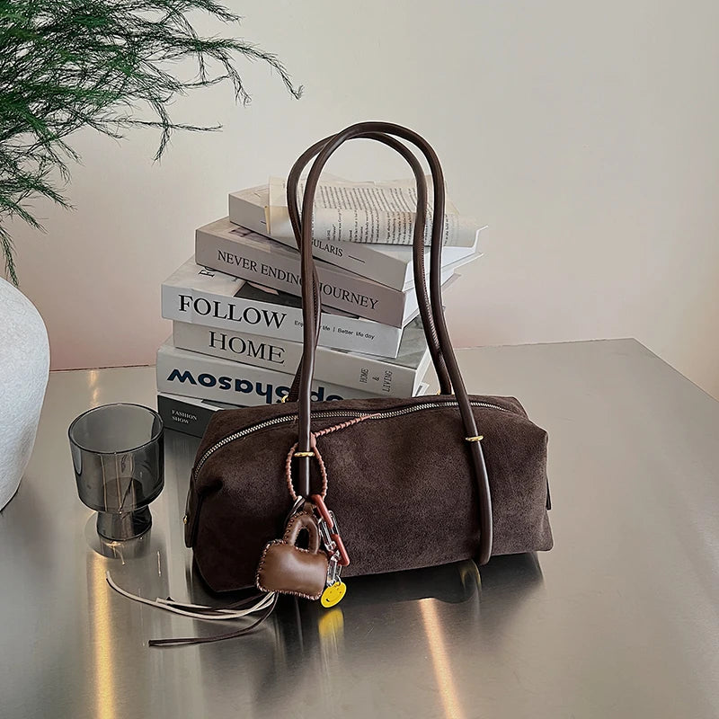 Stylish Design Exquisite Faux Suede Square Shoulder Bags Solid Zipper Personality 2025 Autumn & Winter New Armpit Bags for Women