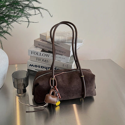 Stylish Design Exquisite Faux Suede Square Shoulder Bags Solid Zipper Personality 2025 Autumn & Winter New Armpit Bags for Women