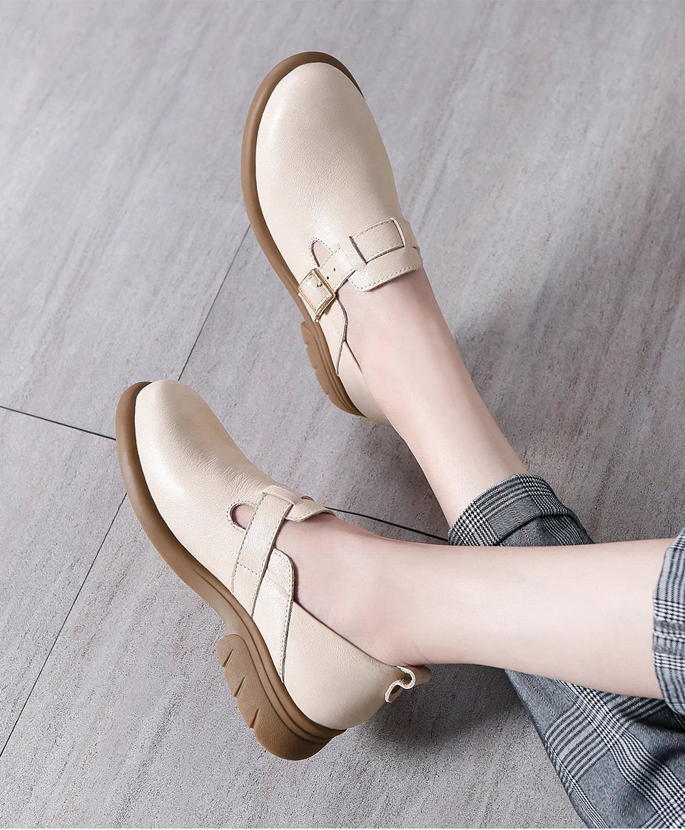 Loafers Women Spring Deep Single Shoes One Step Off Casual Shoes Leather Small Shoes British Style Platform Shoes Step-in