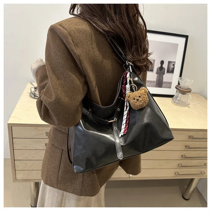 Retro Large Capacity Women's Tote Bag Fashionable Casual Double Shoulder Backpack for Autumn Winter New Arrival Trendy Handbags