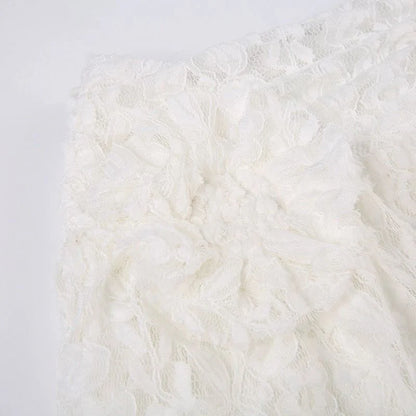 Zoki Sexy Bohemian Sweet Lace Skirt Women Elegant Irregular High Waist Skirt Vintage Korean Lady Casual Cute White A Line Skirts