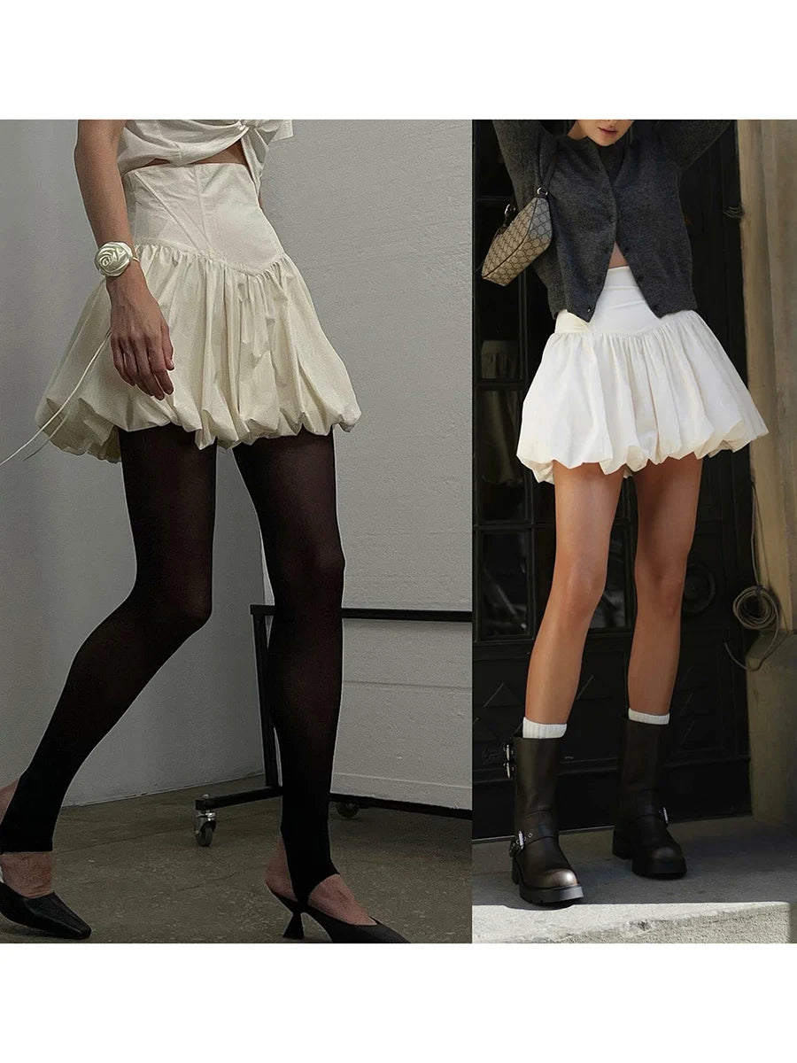 Women Y2K Bubble Skirt y2k Clothes Elegant Solid Color High Waist A Line Bud Mini Skirt 2000s Evening Party Skirts Streetwear