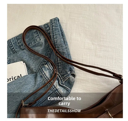 Retro Large Capacity Women's Tote Bag Fashionable Casual Double Shoulder Backpack for Autumn Winter New Arrival Trendy Handbags