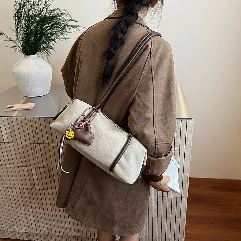 Stylish Design Exquisite Faux Suede Square Shoulder Bags Solid Zipper Personality 2025 Autumn & Winter New Armpit Bags for Women