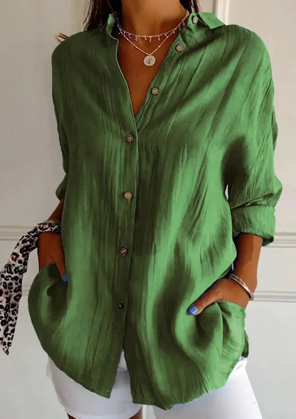 Shirt Women's Lapel Long Sleeve Solid Color Casual Single Breasted New Fashion Brown Black White Shirt Tops Blouses for Female