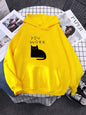 Hoody Little Black Cat And Knife Sweatshirt With Hooded Woman Oversized Aesthetic Hoodie Womens Winter Female Cats Hoodies