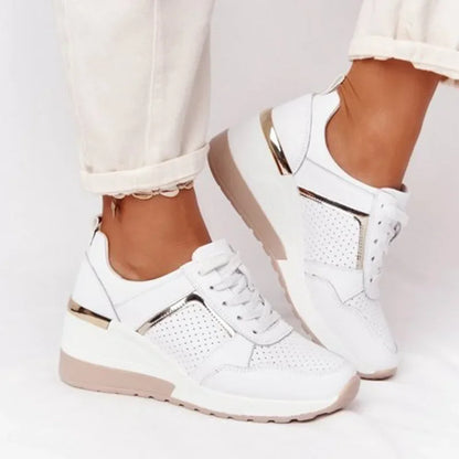 Sneakers Women 2024 Lace-Up Wedge Sport Shoes for Women Casual Platform Ladies Sneaker Tennis