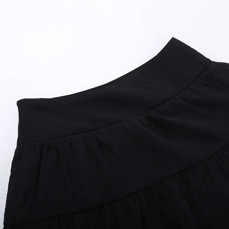 Cocktail Irregular Black Y2K Long Skirts for Women Vintage Elegant Fungus A-Line Midi Skirt New Fashion Summer Skirt Streetwear