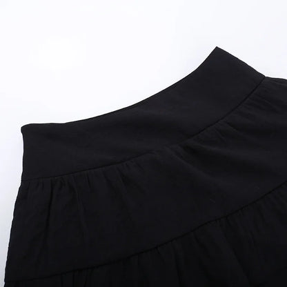 Cocktail Irregular Black Y2K Long Skirts for Women Vintage Elegant Fungus A-Line Midi Skirt New Fashion Summer Skirt Streetwear