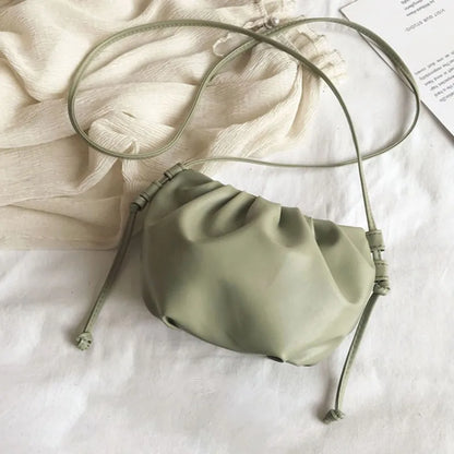 Fashion Women Shoulder Bag New Arrival Crossbody Bag Female Solid Color Pleated Design Ladies Bag Mini Zipper Cloud Bag For Girl