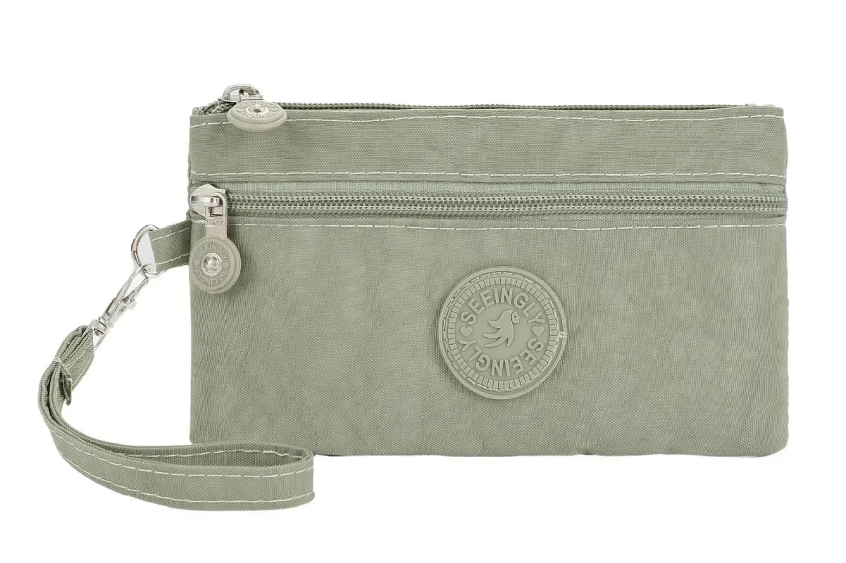 Nylon Solid Color Long Short Bank ID Credit Card Wallet Coin Keys Bags Purse Earphone Storage Bag Purse Pouch Double Zipper