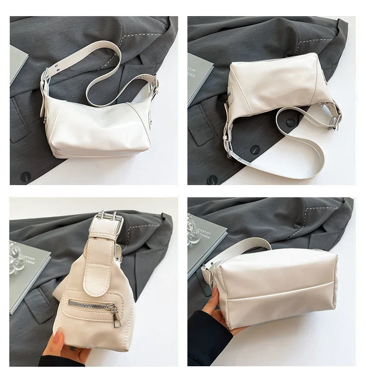 Underarm Bag Women's Bag Cool Drag Style Single Shoulder Underarm Stick Bag Niche Design Leather Zipper Single Shoulder Handbag