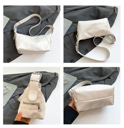 Underarm Bag Women's Bag Cool Drag Style Single Shoulder Underarm Stick Bag Niche Design Leather Zipper Single Shoulder Handbag