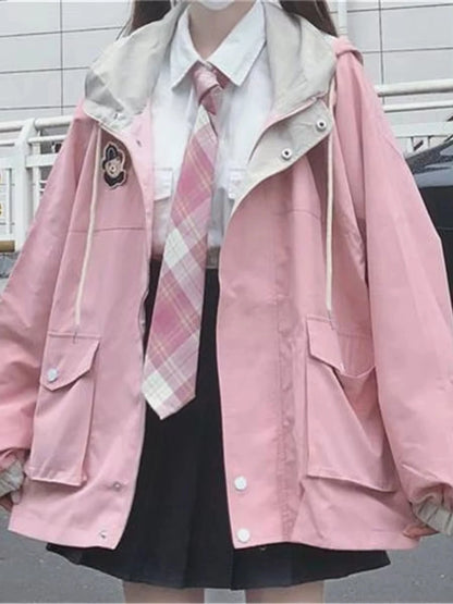 2024 Spring Autumn Hoodie Sweatshirt Women Tops Loose Casual Milk Print Hoodie Streetwear Girl Zip Up Jacket Japan Funny Female