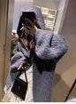Winter Women Long Sleeve Loose Hooded Loose Knitted Coat Autumn Fashion Solid Color Sweater Elegant Casual Cardigan Knitwear