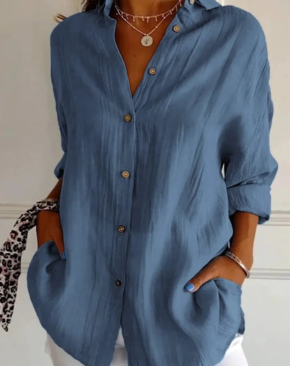 Shirt Women's Lapel Long Sleeve Solid Color Casual Single Breasted New Fashion Brown Black White Shirt Tops Blouses for Female