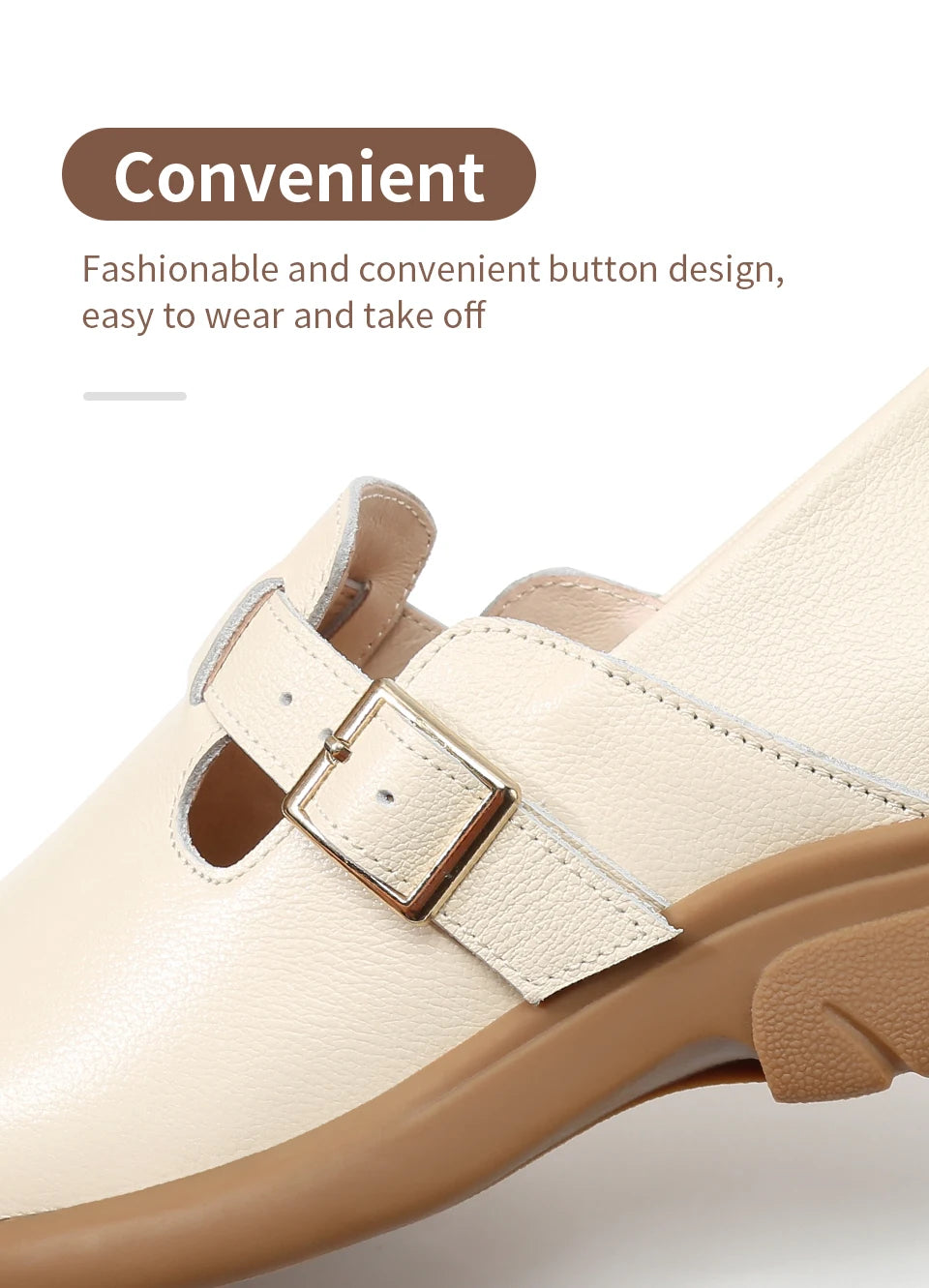 Loafers Women Spring Deep Single Shoes One Step Off Casual Shoes Leather Small Shoes British Style Platform Shoes Step-in