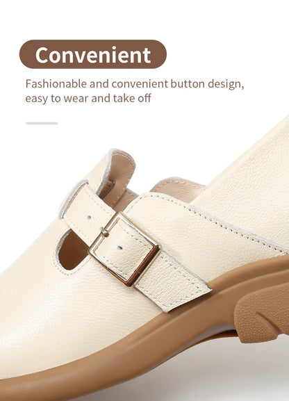 Loafers Women Spring Deep Single Shoes One Step Off Casual Shoes Leather Small Shoes British Style Platform Shoes Step-in