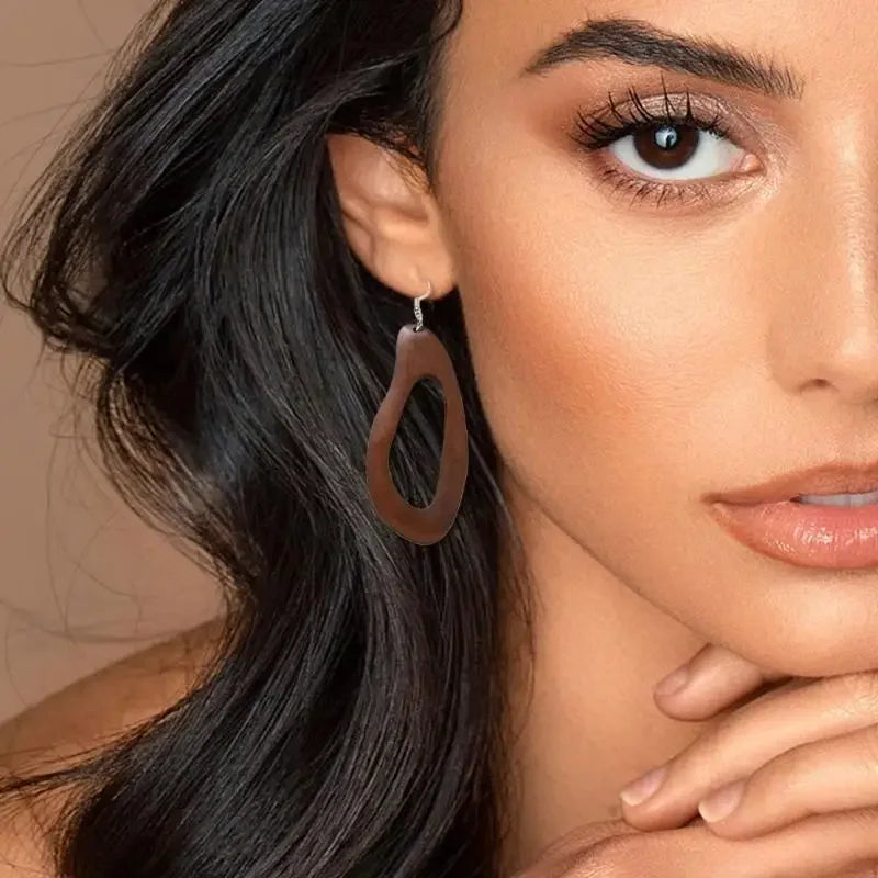 Classical Wooden Earrings For Women Geometric Long Perfect For Adding A Vintage To Fall And Winter Ensembles P9YF