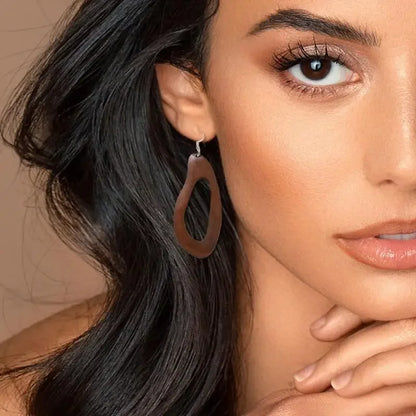 Classical Wooden Earrings For Women Geometric Long Perfect For Adding A Vintage To Fall And Winter Ensembles P9YF