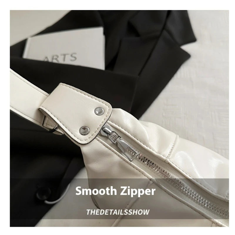 Underarm Bag Women's Bag Cool Drag Style Single Shoulder Underarm Stick Bag Niche Design Leather Zipper Single Shoulder Handbag