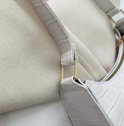 Fashion PU Leather Bags for Women Alligator Pattern Armpit Handbag Female Small Underarm Messenger Bag and Purse Designer Bag