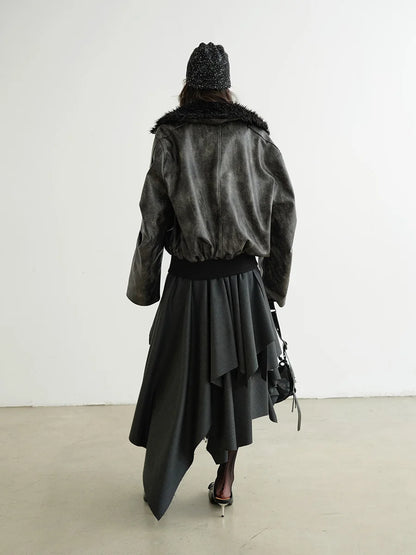 TWOTWINSTYLE Solid Patchwork Belt Loose Skirts For Women High Waiat Irregular Elegant Skirts Female Fashion Style Clothes New