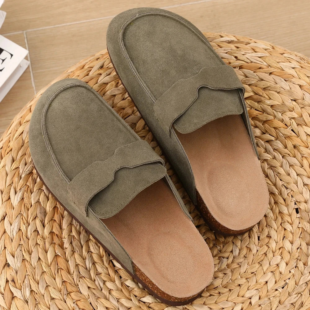 Smile Summer Fashion Women Mules Cork Clogs Slippers New Men Suede Clogs Slippers Outdoor Beach Sandals Nonslip Home Shoes Women