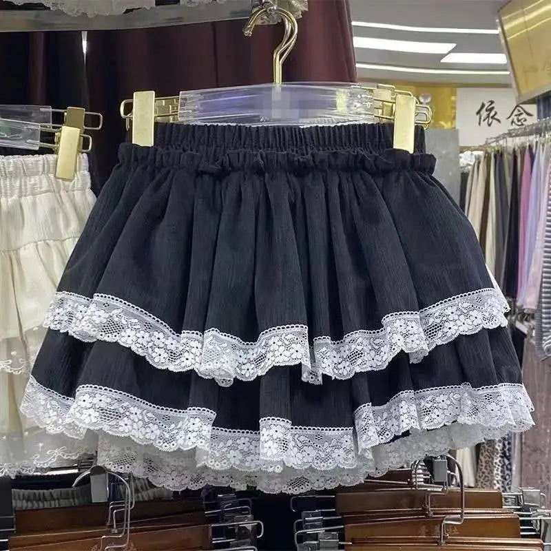 Japanese Y2k Cute Ruffled Plaid Skirt Punk Rock Subculture Cake Skirts Japanese Preppy Style Casual New 2025 Women Skirts